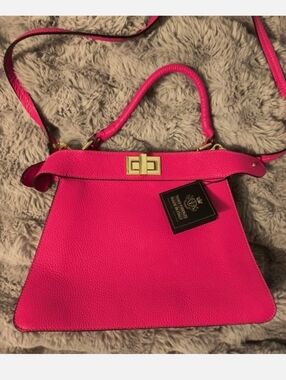 Toro Firenze Italian Double Compartment Leather Pink Bag